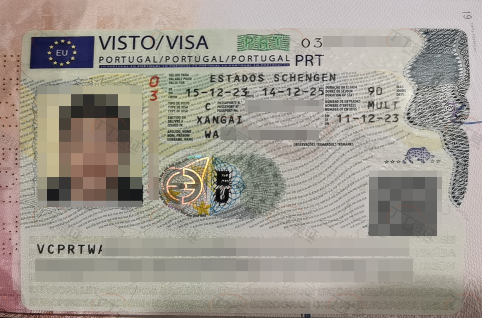 葡萄牙探亲，南京递交，今天出签，批了两年多次。客户5月就获批过葡萄牙探亲签证。